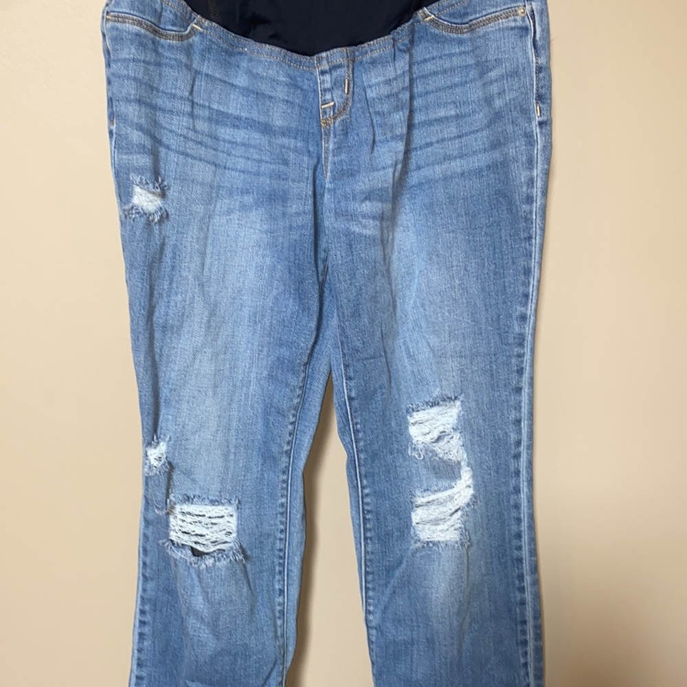 Isabel maternity straight crop distressed jeans - Picture 3 of 5